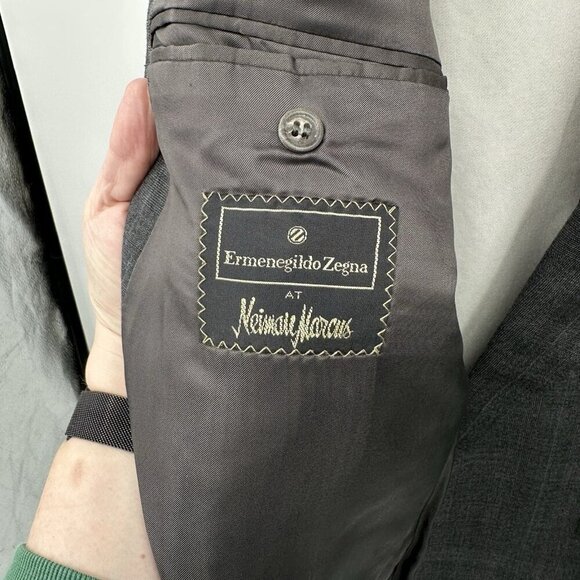 vintage 80s ERMENEGILDO ZEGNA neiman marcus jacket blazer double breasted 44R - Picture 7 of 9